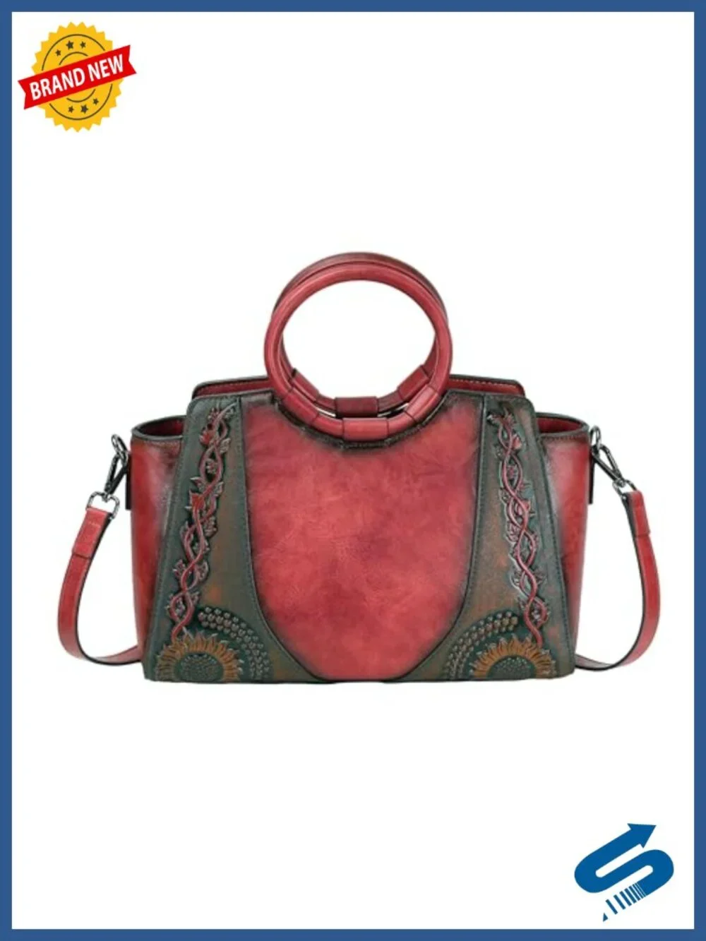 Medium Leather Satchel Handbag Crossbody Shoulder Bag Tote Hobo with Pockets